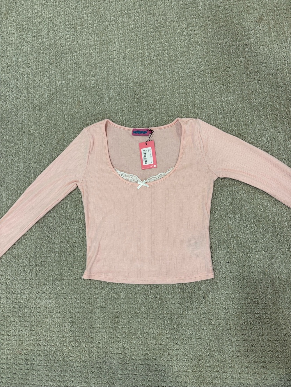 Edikted Pink Ribbed Lace-Trim Lounge Set